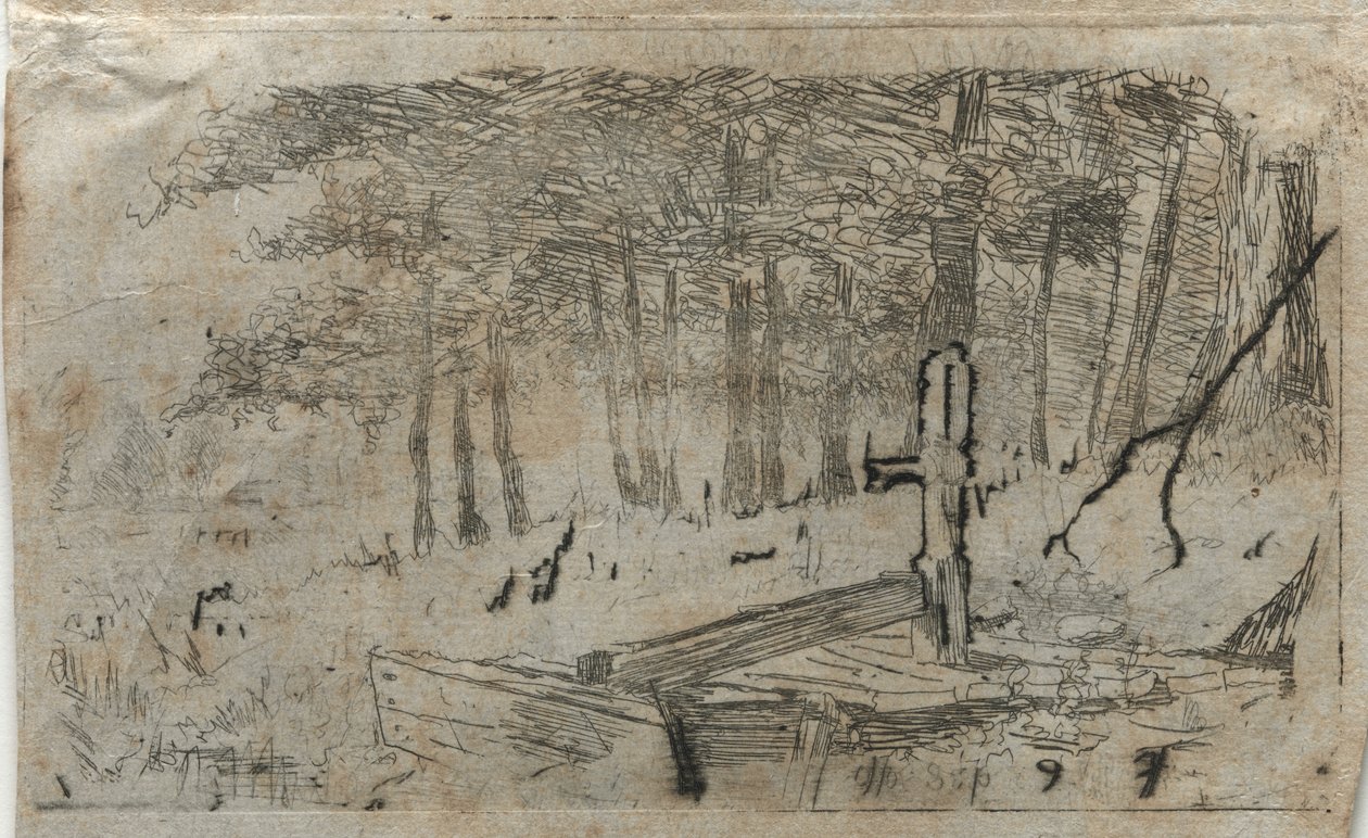 Liten studie av trær, 1800-1900-tallet. av Otto H. Bacher