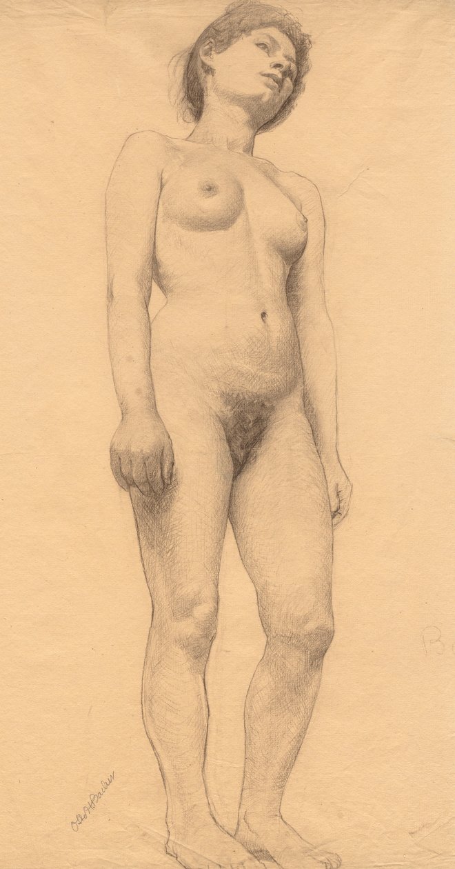 Stående kvinne naken, sannsynligvis 1878-79. av Otto H. Bacher