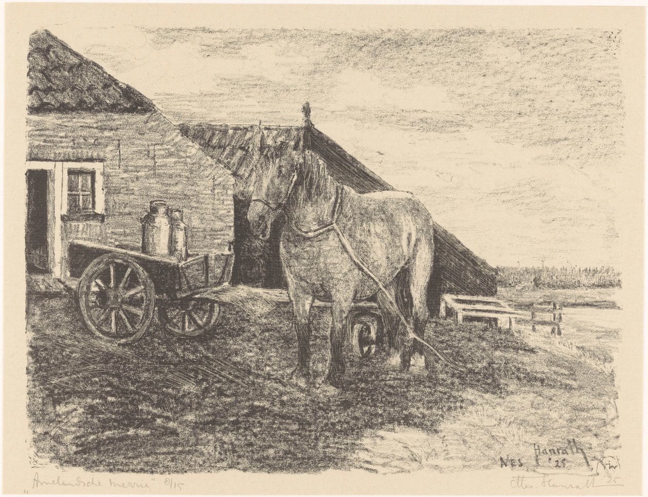 Ameland mare (original tittel på objekt) av Otto Hanrath (signed by artist)