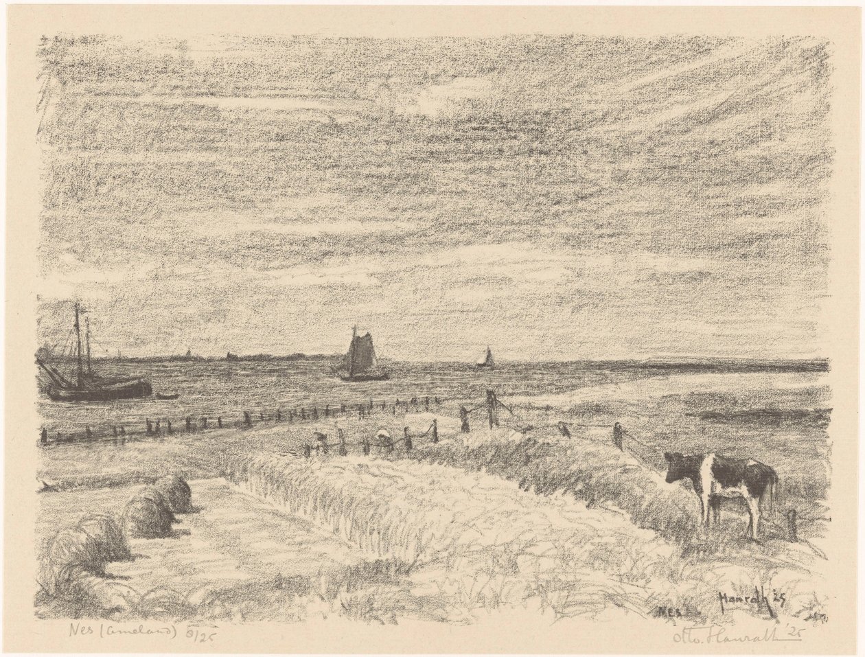 Nes (Ameland) (original tittel på objekt) av Otto Hanrath (signed by artist)