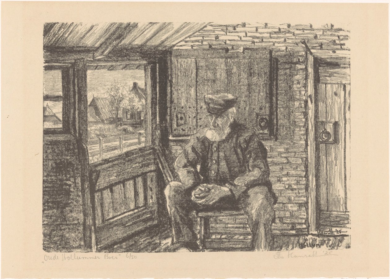Gammel Hollumer bonde (original tittel på objekt) av Otto Hanrath (signed by artist)