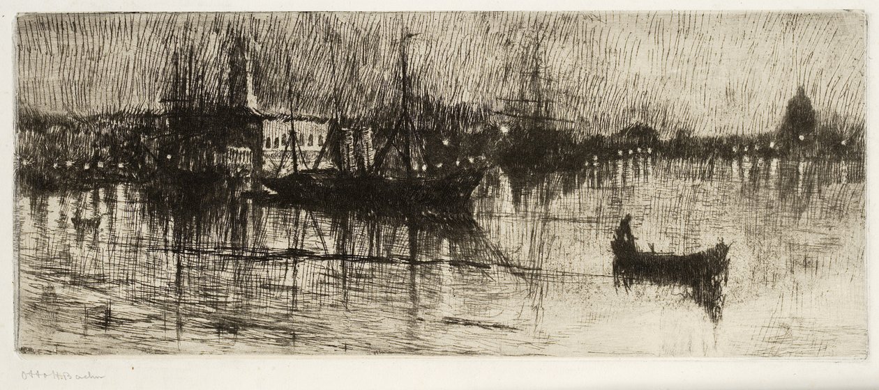 Rainy Night, ca. 1880-82 (etsing og tørrpunkt) av Otto Henry Bacher