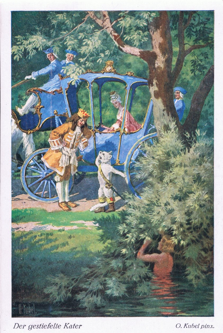 Puss in Boots (European Fairy Tale), postkort fra Tyskland av Otto Kubel