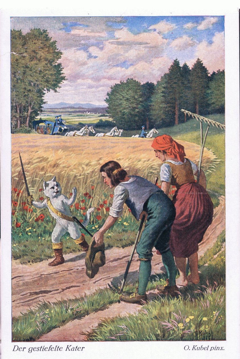 Puss in Boots (European Fairy Tale), postkort fra Tyskland av Otto Kubel