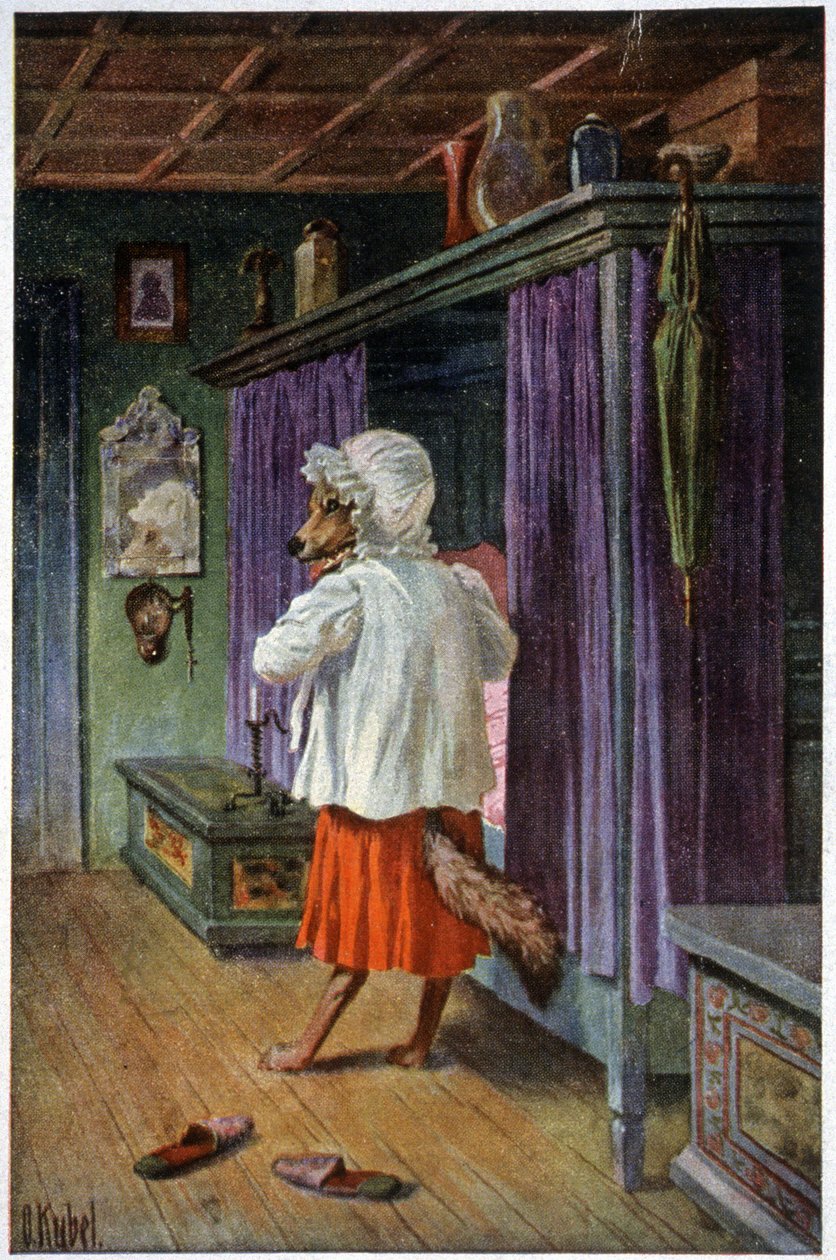 Ulvens forkledninger i Grand Mother, ca. 1910 (postkort) av Otto Kubel