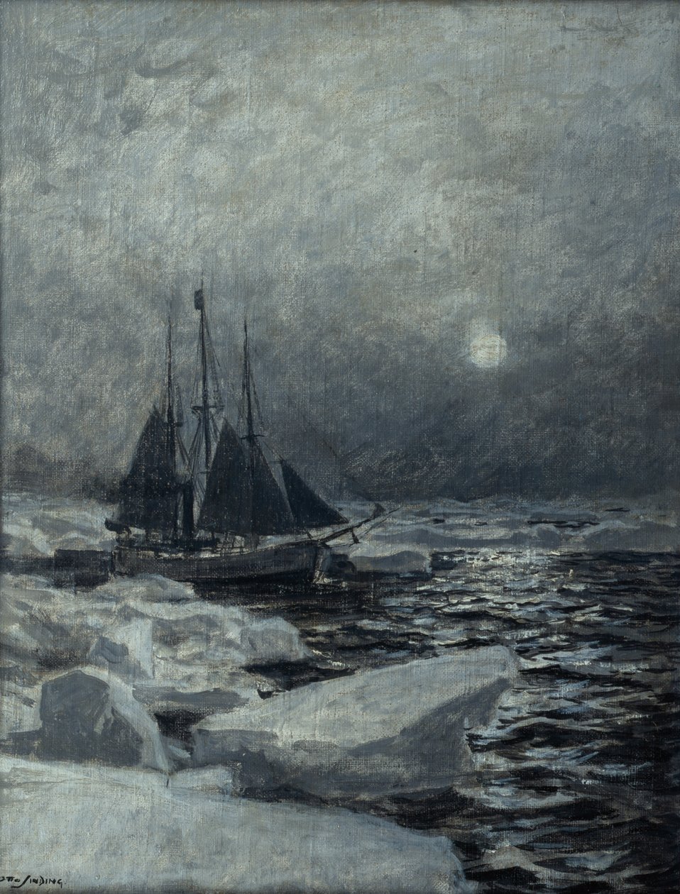 Fram i ishavet (olje på lerret) av Otto Ludvig Sinding