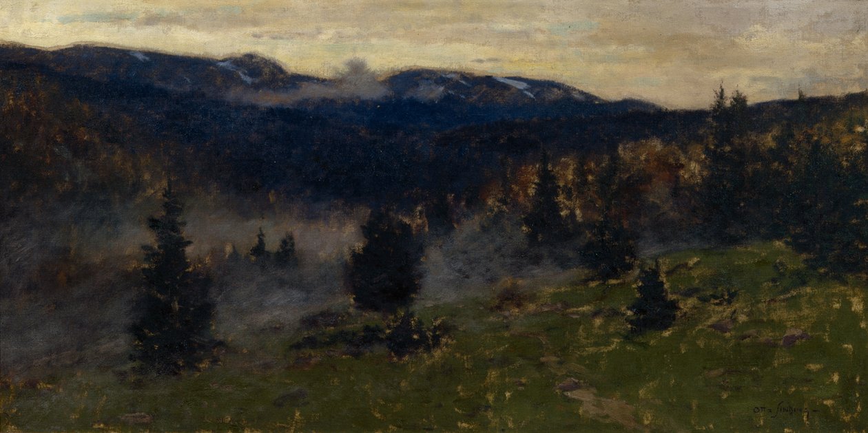 Landskap (olje på lerret) av Otto Ludvig Sinding