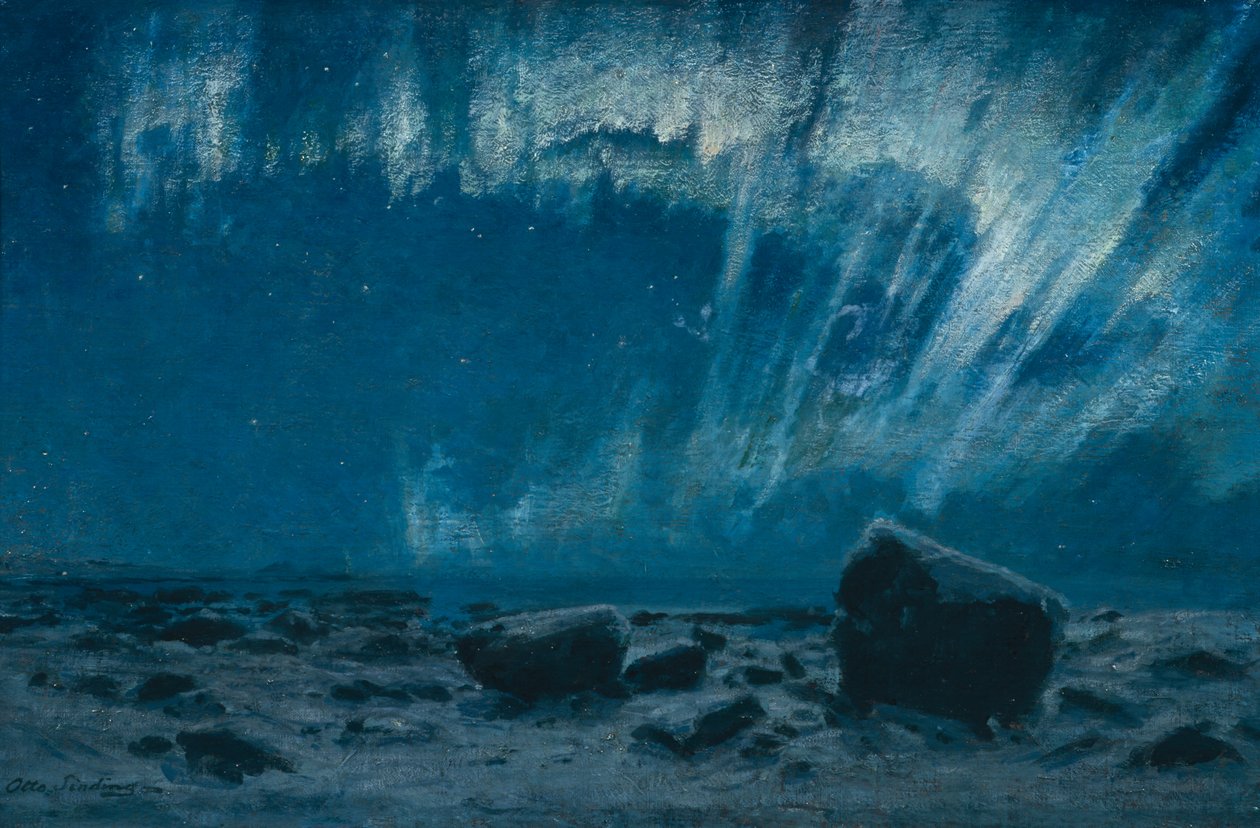 Nordlys (olje på lerret) av Otto Ludvig Sinding
