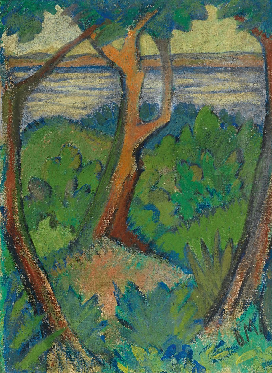 Landskap med tre trær, 1923. av Otto Mueller
