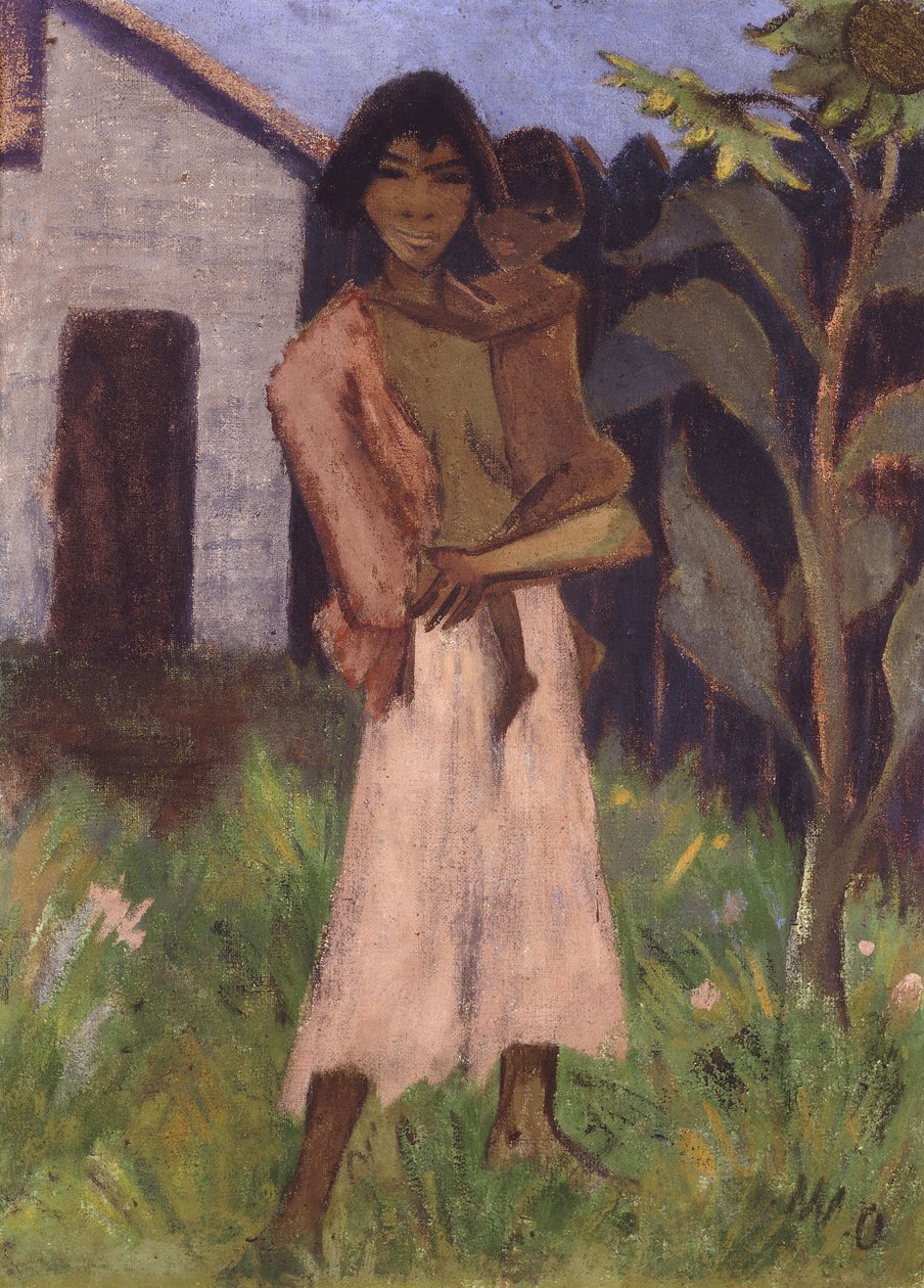 Stående sigøyner med barn; Stående sigøynerkvinne med barn, 1927 av Otto Mueller