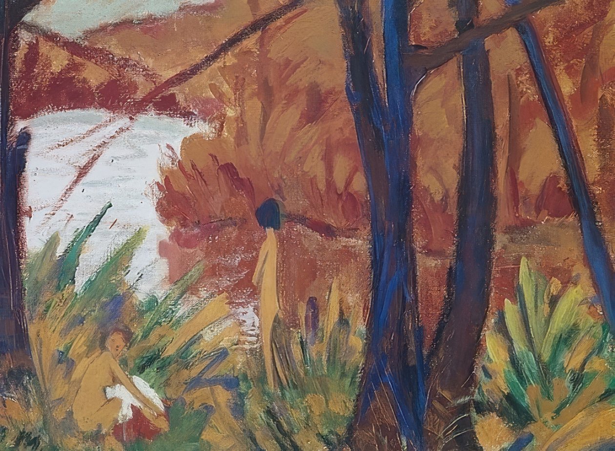 Skogssjø med to filer. 1915 av Otto Mueller