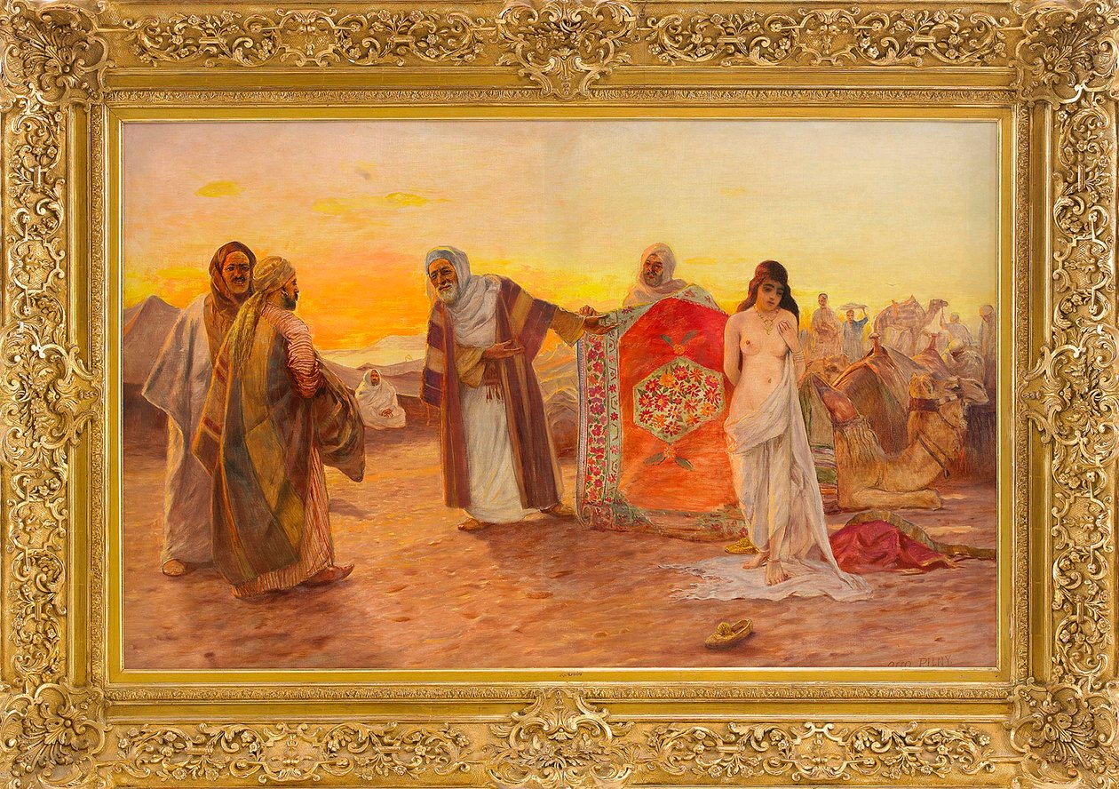 Le marche aux esclaves - Slavemarkedet - Maleri av Otto Pilny (1866-1936), Olje på lerret (82x120 cm) - Privat samling av Otto Pilny