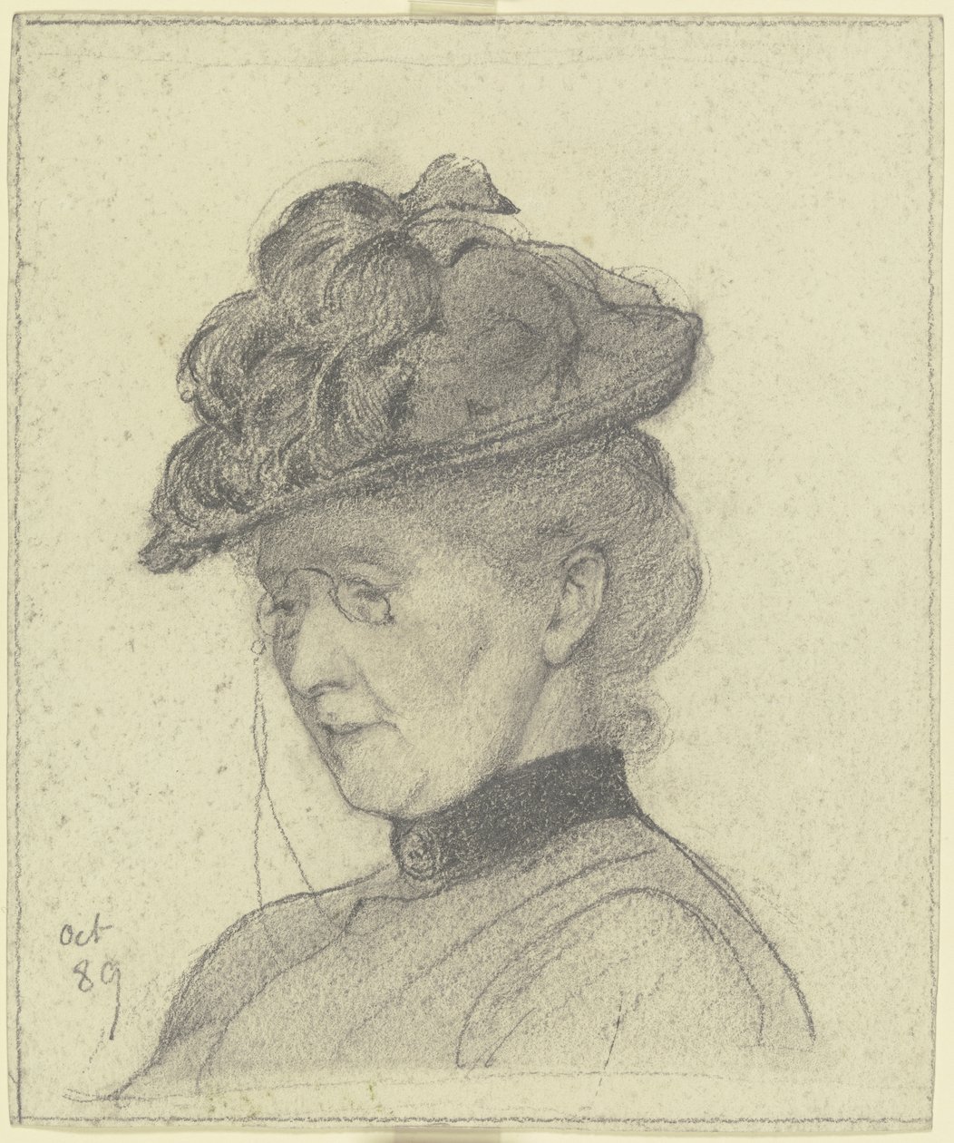 Portrett av Luise Scholderer med hatt av Otto Scholderer