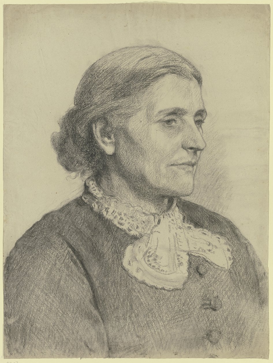 Portrett av en eldre dame mot høyre av Otto Scholderer