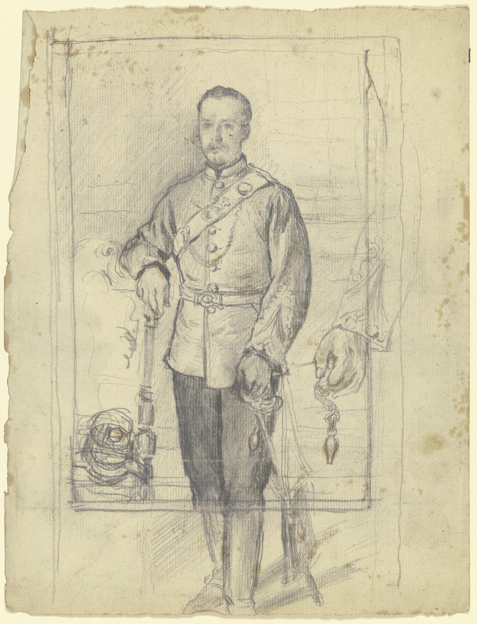 Portrett av en mann i uniform av Otto Scholderer