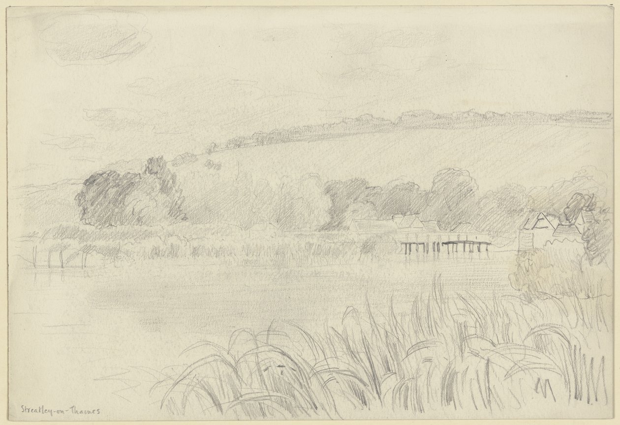Elvelandskap nær Streatley-on-Thames av Otto Scholderer