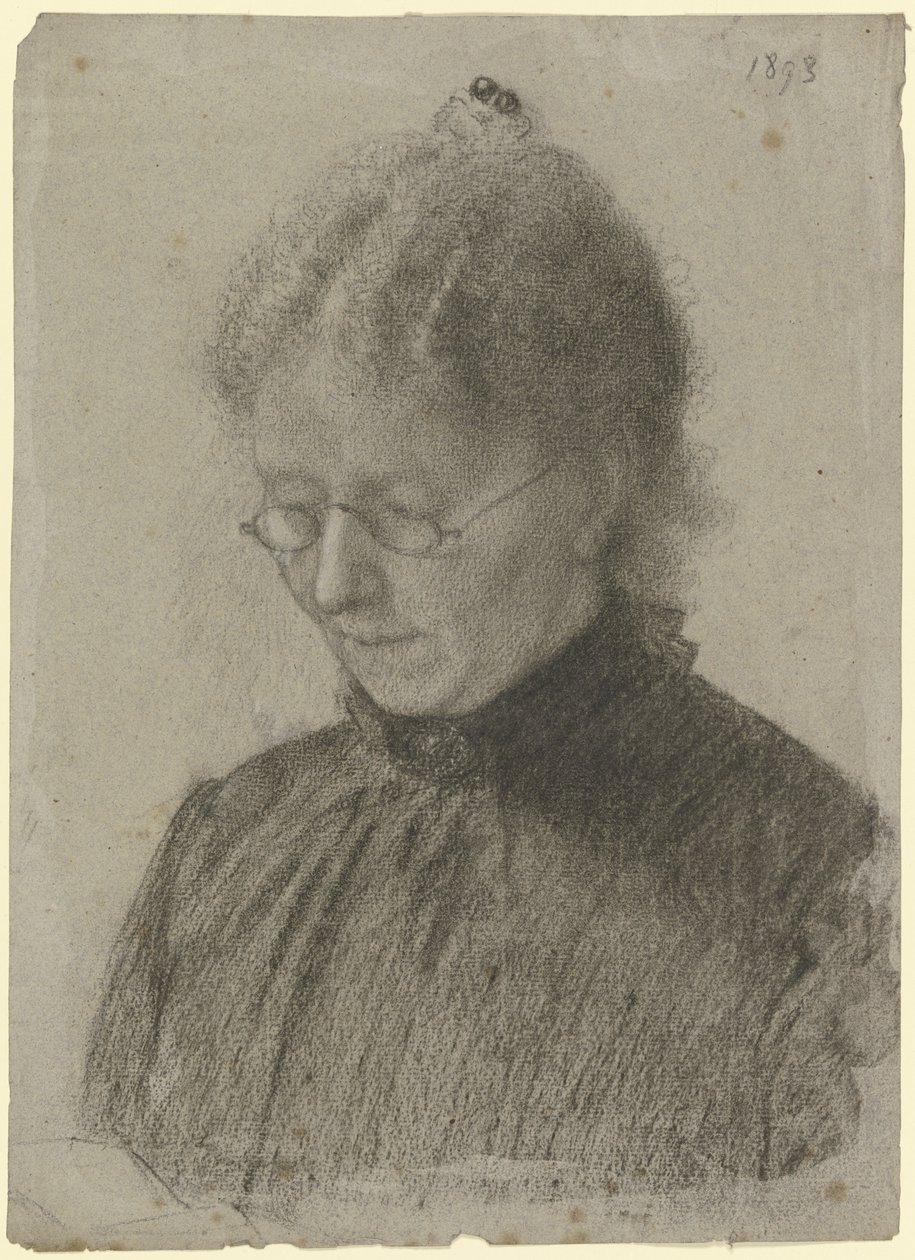 Luise Scholderer leser av Otto Scholderer