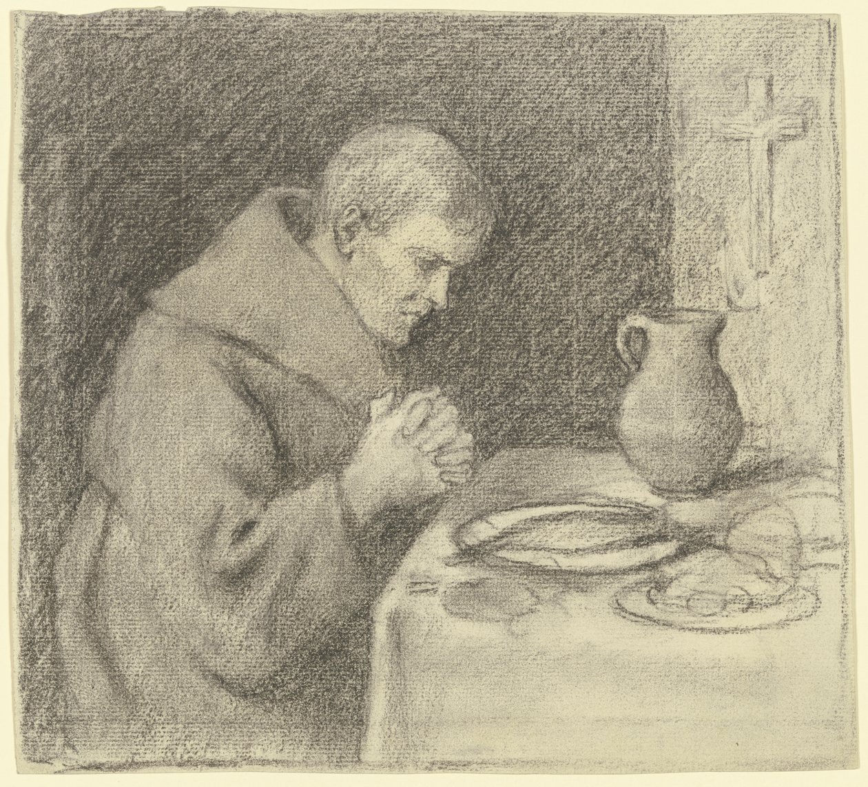 Munk under bordbønnen av Otto Scholderer