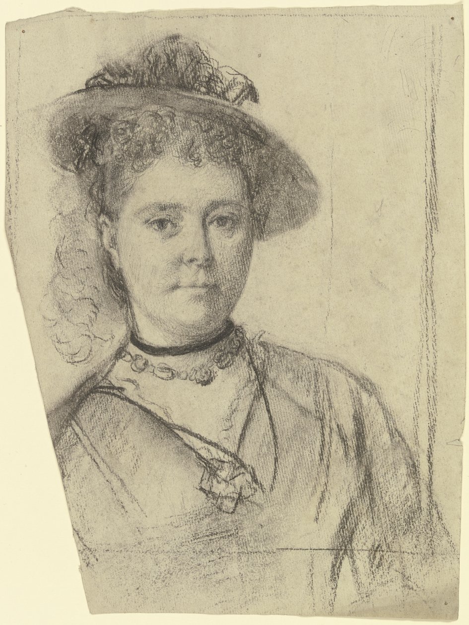 Portrett av en dame med hatt av Otto Scholderer