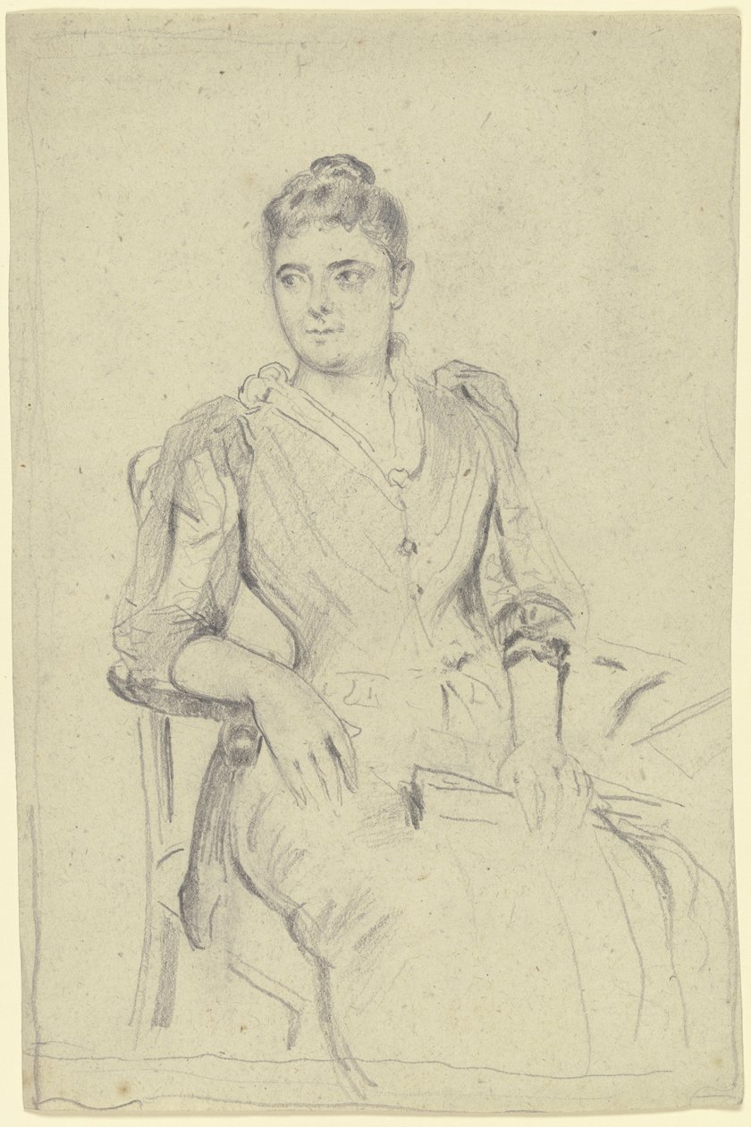 Sittende dame med vifte av Otto Scholderer