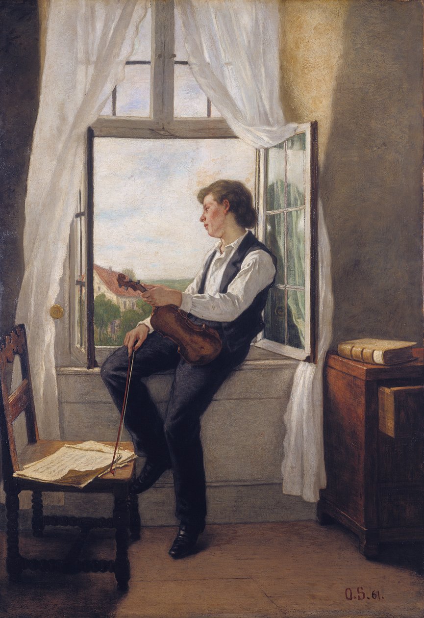 Fiolinisten ved vinduet av Otto Scholderer