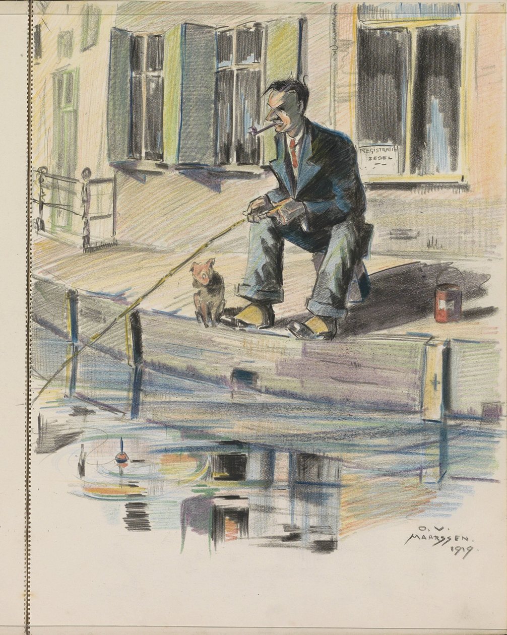 Fiskemann på en kanal i Maarssen av Otto Verhagen (I)