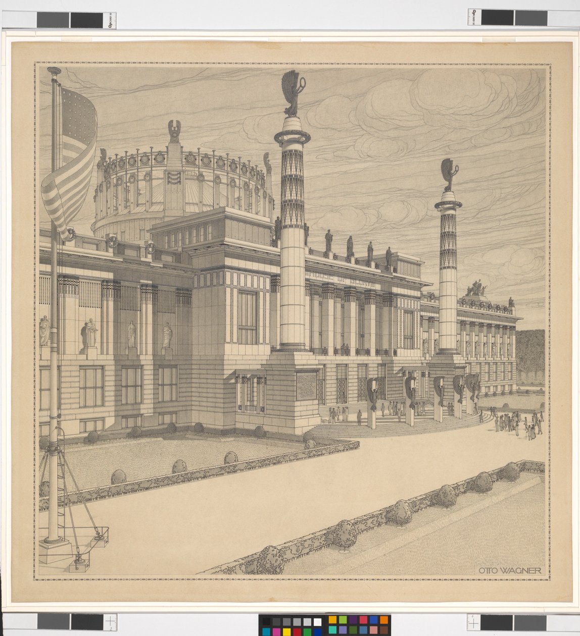 Ærens hus (San Francisco eller Washington D.C.), perspektiv av Otto Wagner