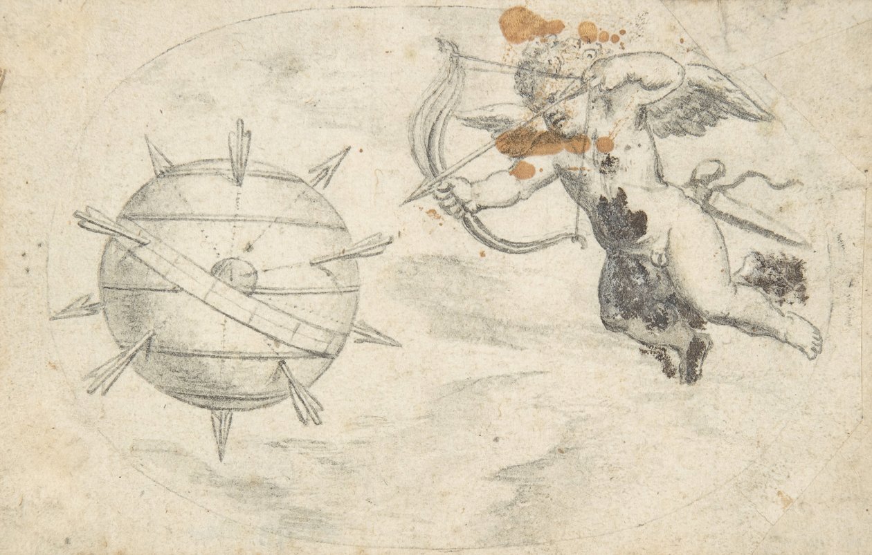 Cupid skyter piler på World Globe, 1608 eller kort tid før . av Otto van Veen.