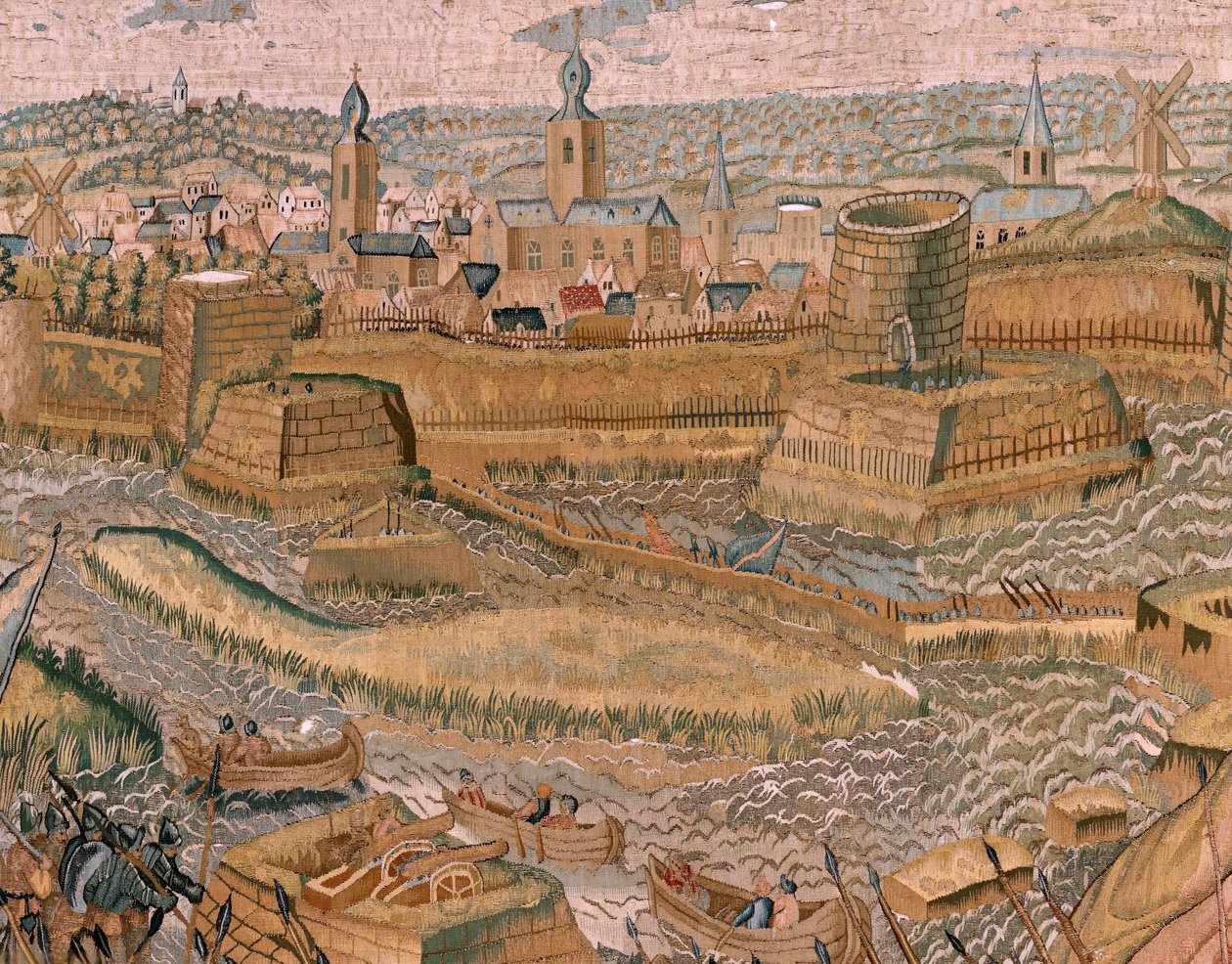 flamsk billedvev. Serietriumfer og slag av erkehertug Albert. Angrep og fangst av den forankrede slagmarken Hulst (Asalto y toma del campo atrincherado de Hulst). Sjette billedvev i serien. Modell Otto van Veen og Hans I Snellinck. Produsent av Otto van Veen