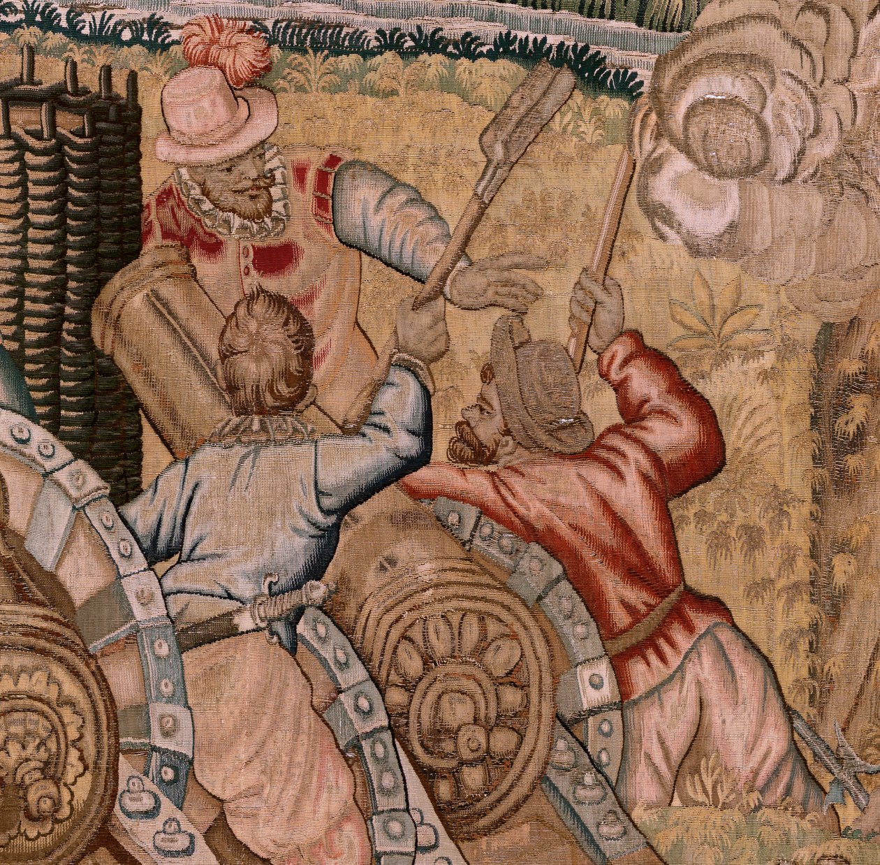 flamsk billedvev. Serietriumfer og slag av erkehertug Albert. Erobringen av byen Hulst (Toma de la Plaza de Hulst). Syvende billedvev i serien. Modell Otto van Veen og Hans I Snellinck. Produksjon Martin Reynbouts, Brussel av Otto van Veen