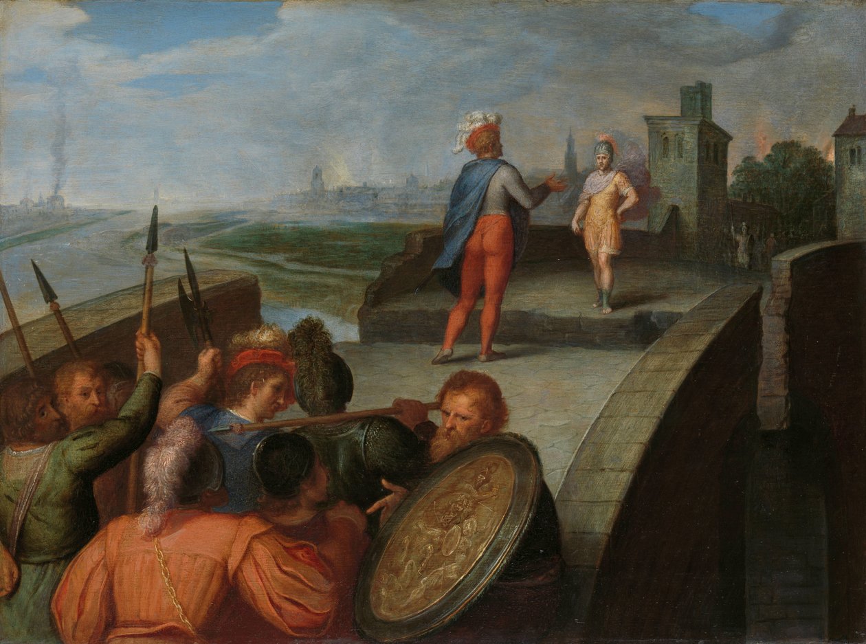 Fredsforhandlingene mellom Julius Civilis og den romerske generalen Cerialis Fredsforhandlinger mellom Claudius Civilis og Cerealis en av en serie på tolv om batavernes opprør mot romerne av Otto van Veen