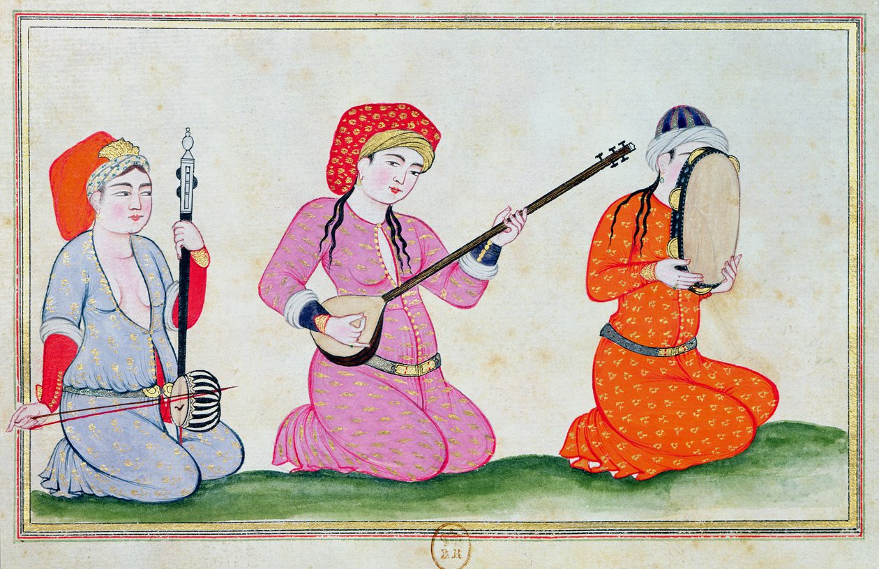 Musikere, fra 'Costumes of the Court and of the City of Constantinople', 1720 av Ottoman School