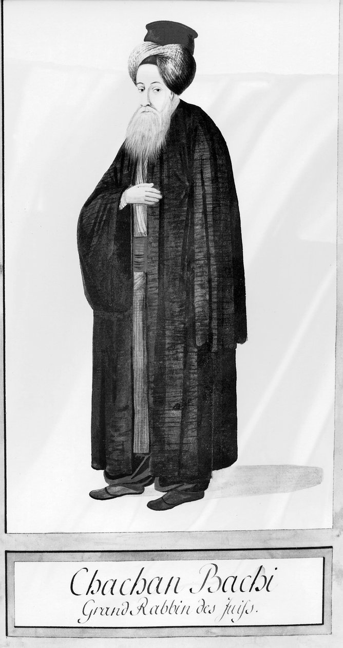 Chachan Bachi, overrabbineren i Istanbul, ca. 1790 (akvarell på papir) av Ottoman School