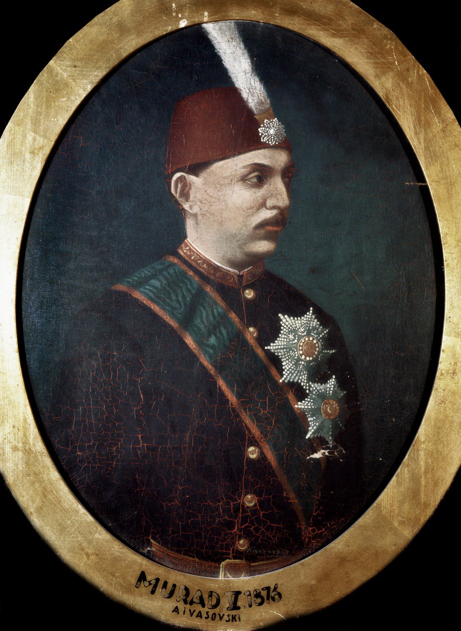 Det osmanske riket: Portrett av sultan Mehmed Murad V (1840-1910)" Maleri. 1876. Topkapi Sarayi Istanbul bibliotek av Ottoman School