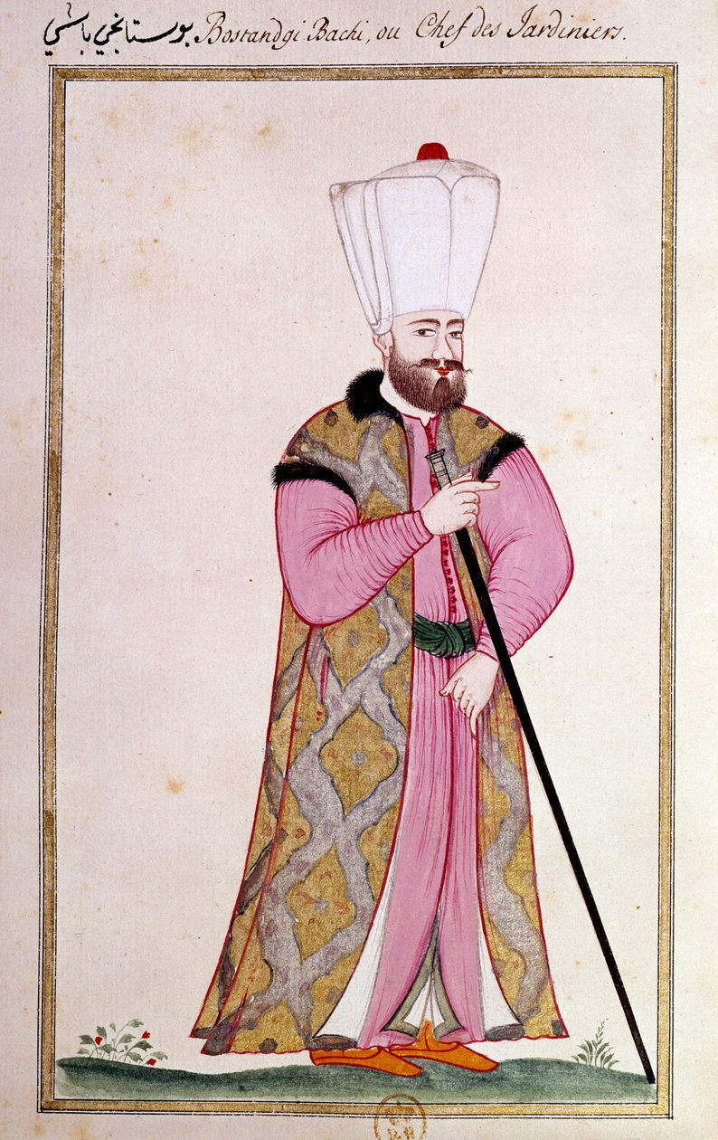 Ottomansk kunst: leder av palassets gartnere. Trykk fra et manuskript av Ottoman School