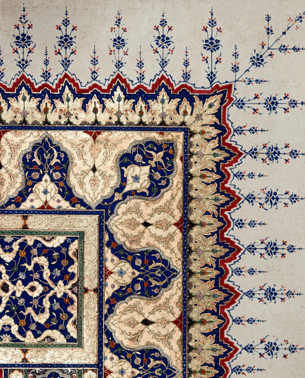 Osmansk kunst: sidedetalj av kodeks B 373, miniatyr. Det 16. århundre. Istanbul, Topkapi Sarayi museumsbibliotek av Ottoman School