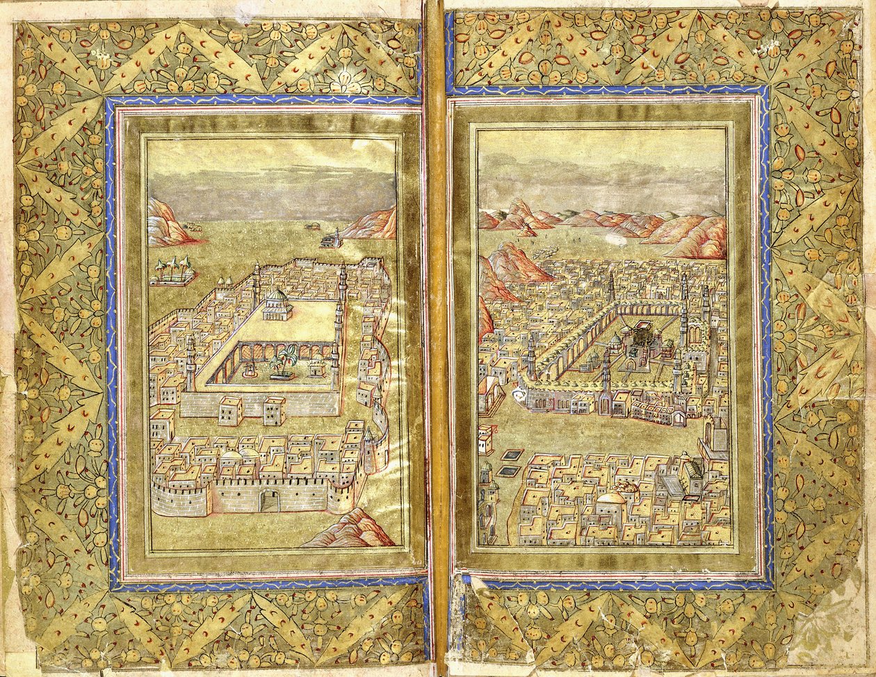 Utsikt over Mekka og Medina, ca. 1794-5 av Ottoman School