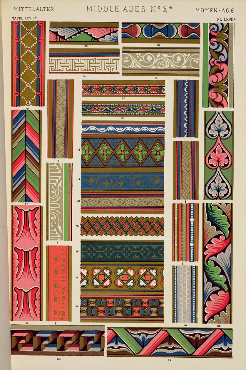 Samling av grenser fra opplyste manuskripter fra 900-1300-tallet, kapittel XVI, plate LXVII, fra 