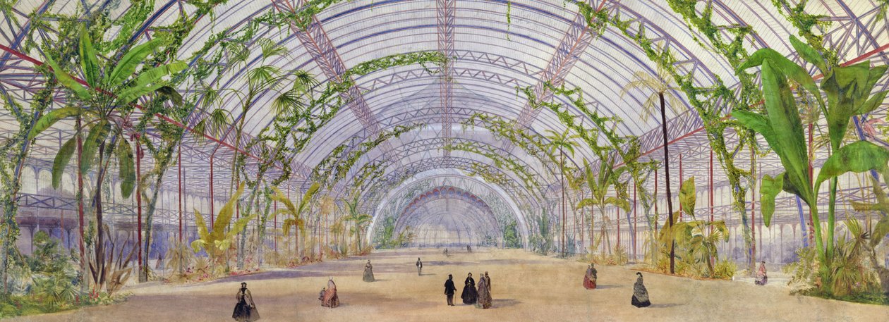 Interiørdesign for et krystallpalass i Parc de Saint-Cloud, ca. 1860-62 (fargestift, blyant og wc på papir) av Owen Jones