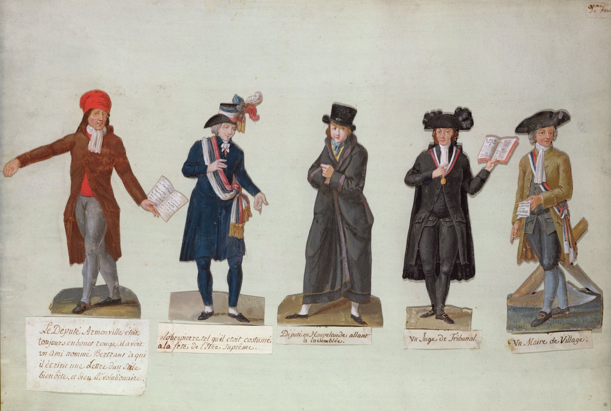Stedfortreder Armonville, Robespierre og tjenestemenn utgjør perioden med den franske revolusjonen (gouache) av P. A. and J.B. Lesueur