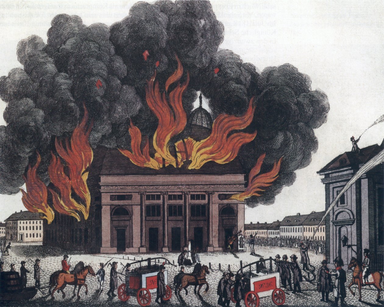 Brann i det kongelige teatret 29. juli 1817 av P. Haas