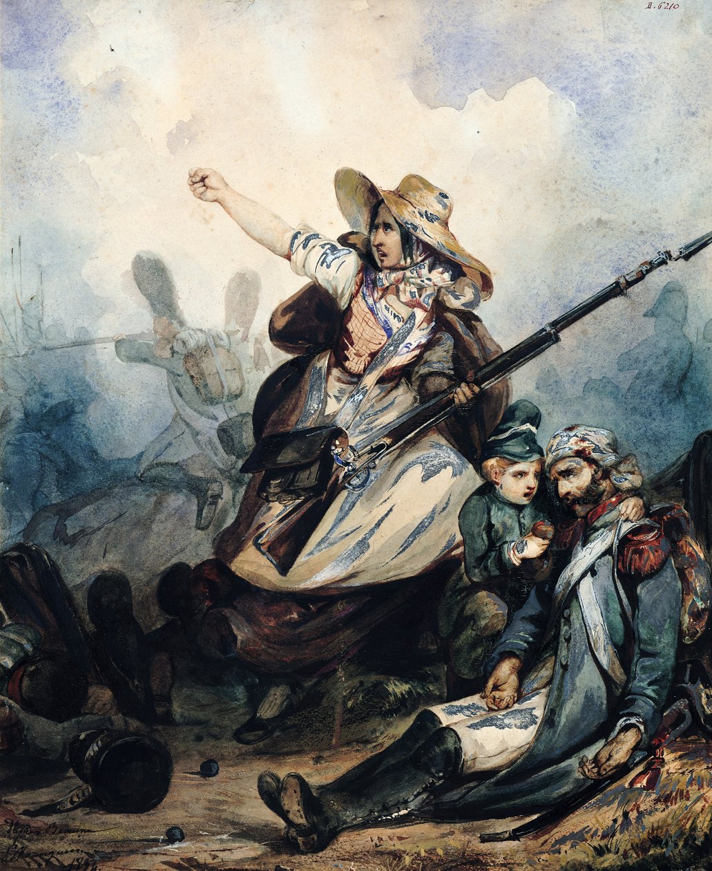 En barrikade i 1830, 1834 av P. Manguin