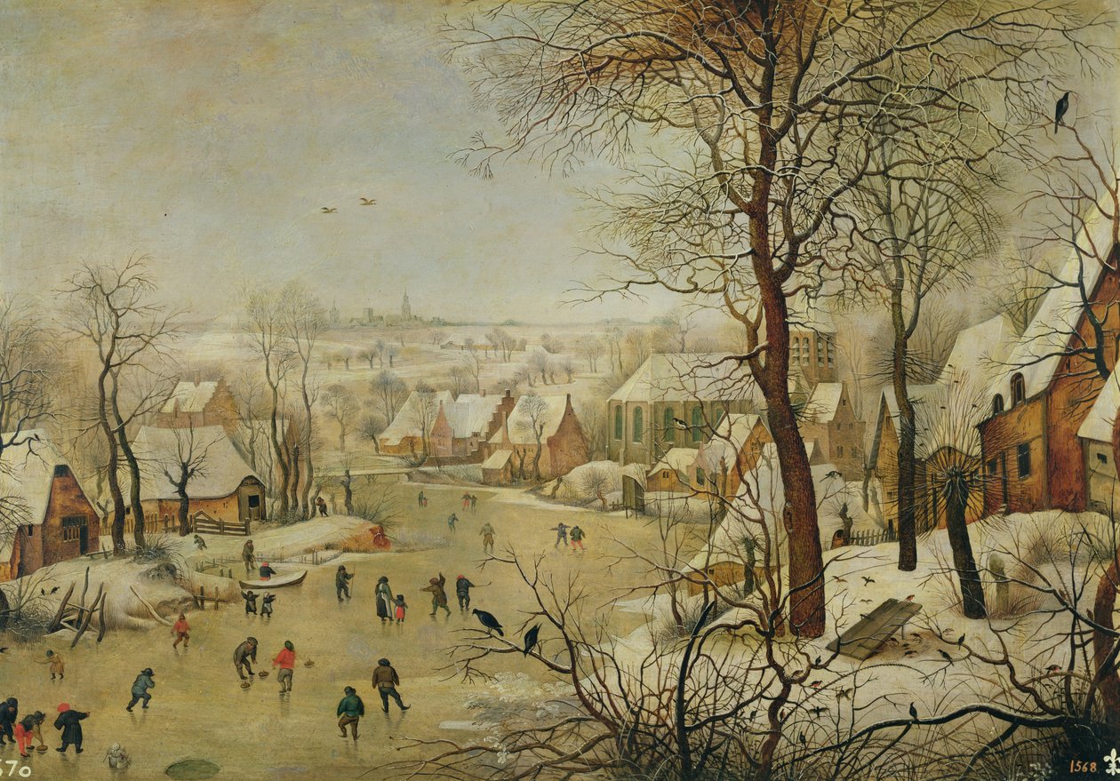Vinterlandskap med fuglefelle av Pieter Brueghel the Younger