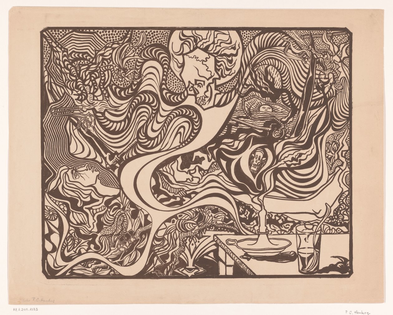 Uten tittel (Symbolisk hallusinatorisk scene) av P.C. Hamburg (possibly)