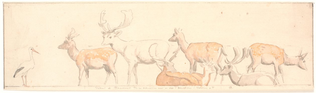 En bølle hjort og en stork av P.C. Skovgaard