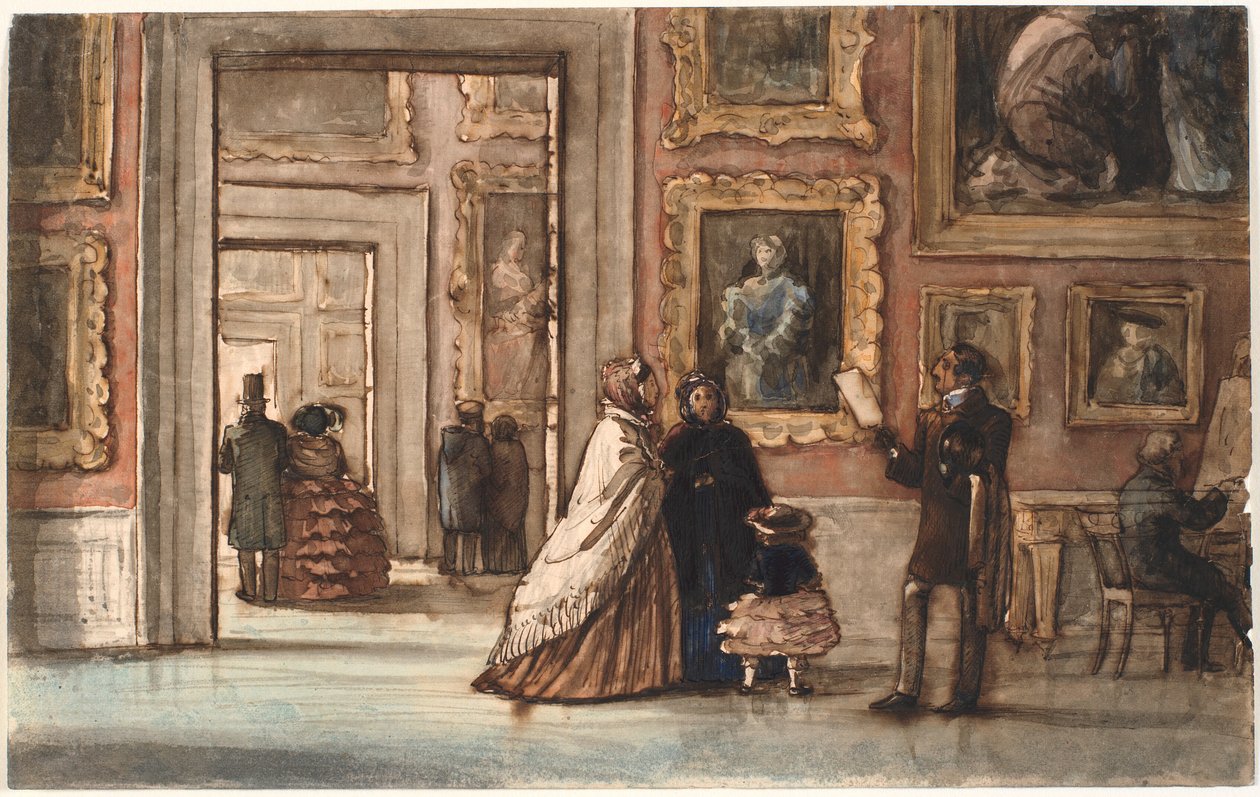 Interiør med besøkende i Palazzo Pitti i Firenze av P.C. Skovgaard