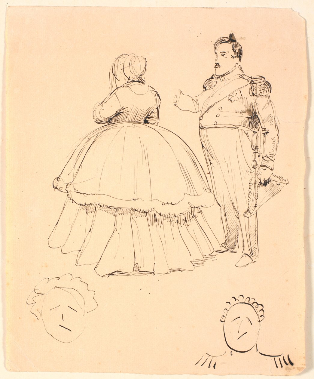 Karikatur av Frederik VII og grevinne Danner; nedenfor av Christian VIII. av P.C. Skovgaard