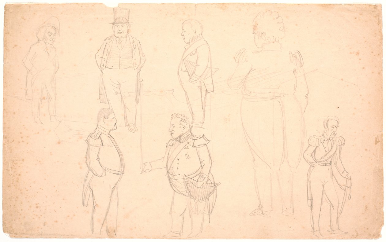 Karikatur av bl.a. SOM. Ørsted, Frederik VII, Christian VIII og trolig Frederik VI. av P.C. Skovgaard