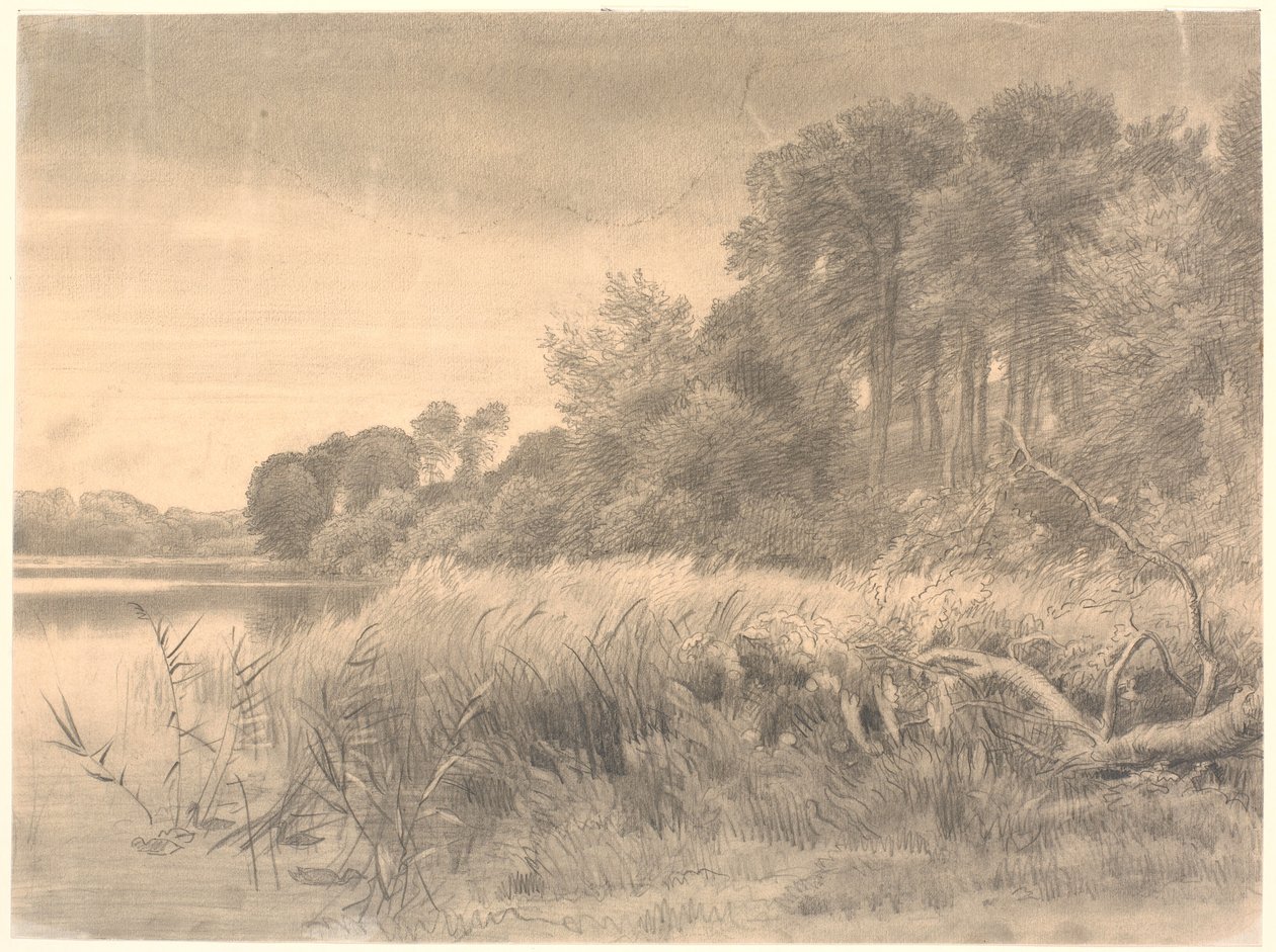 Landskap med skogsvann. Gurre innsjø. av P.C. Skovgaard