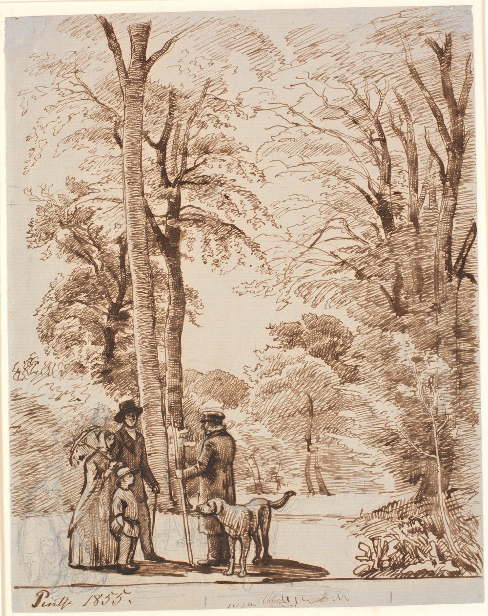 Skogsvei med figurer. Islinge av P.C. Skovgaard